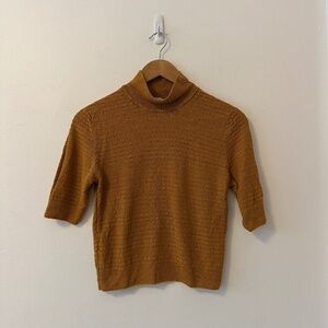 Samuji Short Sleeve Turtleneck Sweater in Sand | Size Large